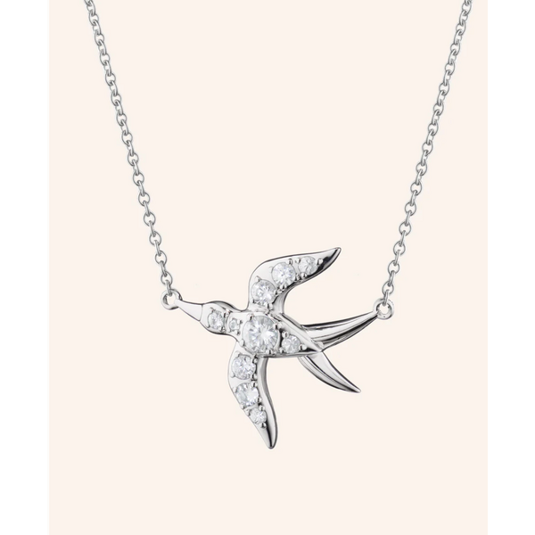MONICA RICH KOSANN "Freedom" Swallow Sterling Silver Necklace with Sapphires in Sterling Silver