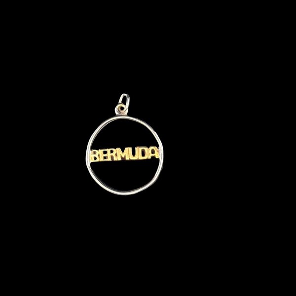 BERMUDA COLLECTION 18kt Yellow + White Gold Bermuda Word in Circle Pendant
