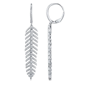 SHY CREATION INC 14kt White Gold .60 Diamond Feather Earrings