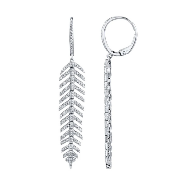 SHY CREATION INC 14kt White Gold .60 Diamond Feather Earrings
