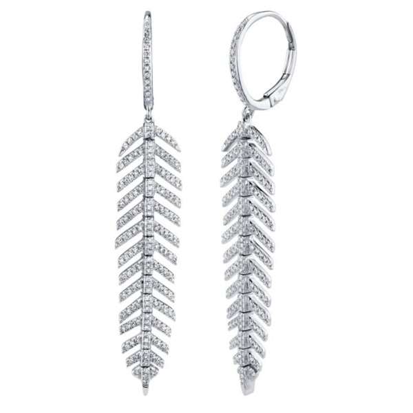 SHY CREATION INC 14kt White Gold .60 Diamond Feather Earrings