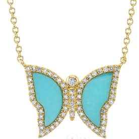 SHY CREATION INC SC55022881 - 14ky .17 Dia .86 Turq Butterfly Neck