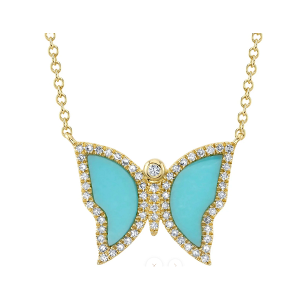 SHY CREATION INC SC55022881 - 14ky .17 Dia .86 Turq Butterfly Neck
