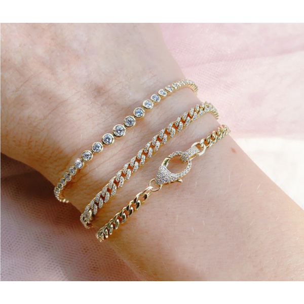 SHY CREATION INC 14K Yellow Gold 0.25C Diamond Link Bracelet