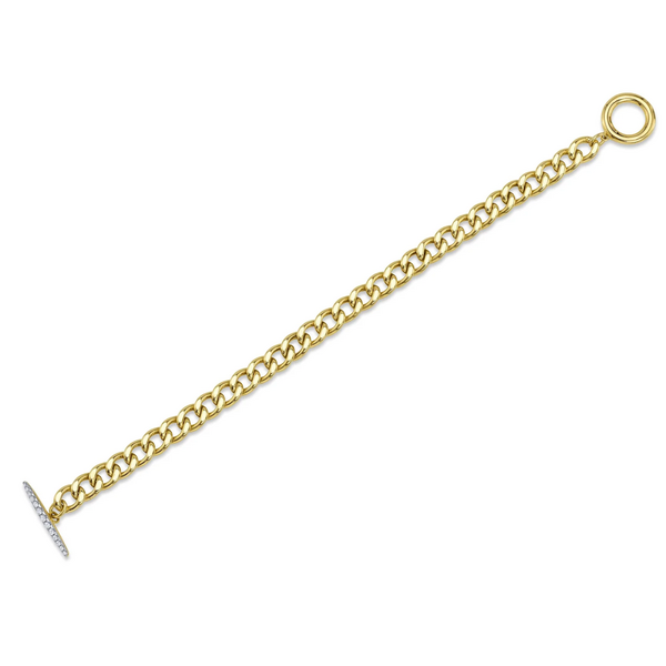 SHY CREATION INC 14kt Yellow Gold .17 Diamond Link Bracelet