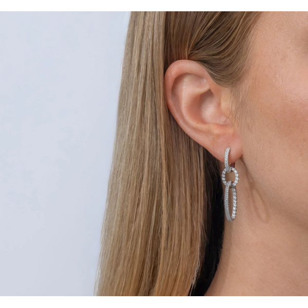 SHY CREATION INC 14kt White Gold 1.00 Diamond Oval Earrings