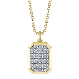 SHY CREATION INC SC55026394RD - 14ky .15 Dia Pave Dog Tag Neck