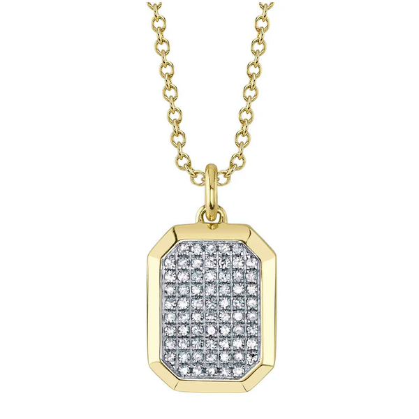 SHY CREATION INC SC55026394RD - 14ky .15 Dia Pave Dog Tag Neck