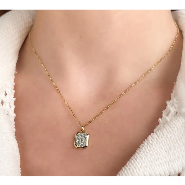 SHY CREATION INC SC55026394RD - 14ky .15 Dia Pave Dog Tag Neck