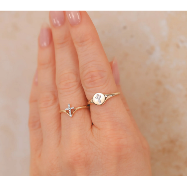 SHY CREATION INC SC55027145RD - 14ky .03 Dia Cross Ring