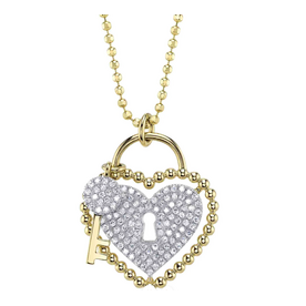 SHY CREATION INC SC55027644RD - 14ky .26 Dia Pave Heart Lock Necklace