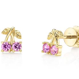 SHY CREATION INC 14ky .27 P Sapph Cherry Studs