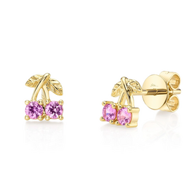 SHY CREATION INC 14ky .27 P Sapph Cherry Studs