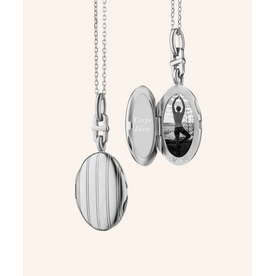 MONICA RICH KOSANN Slim Pinstripe "Eve" Sterling Silver Locket Necklace