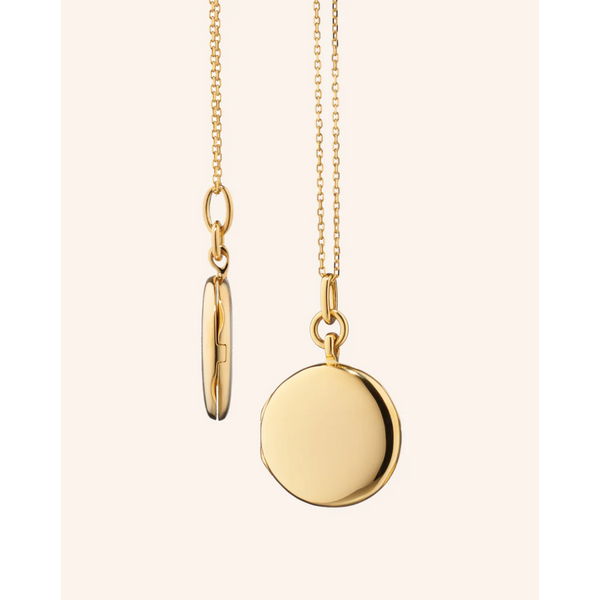 MONICA RICH KOSANN Slim "Quinn" Gold Locket Necklace in 18K Yellow Gold