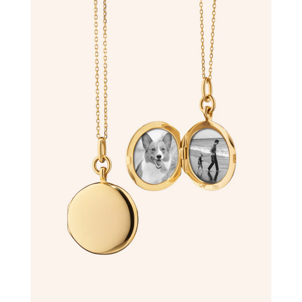 MONICA RICH KOSANN Slim "Quinn" Gold Locket Necklace in 18K Yellow Gold