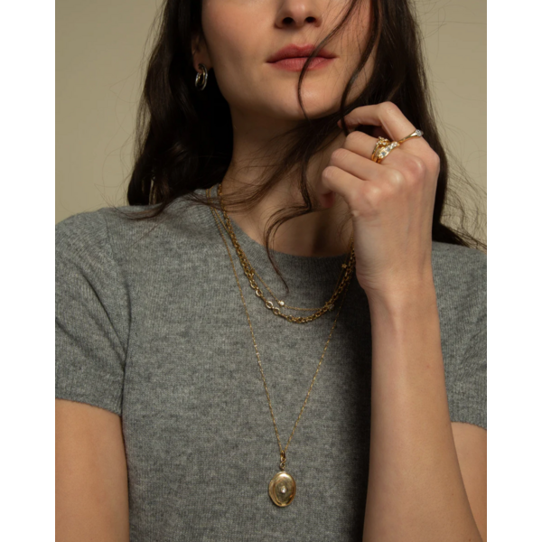 MONICA RICH KOSANN Infinity Diamond & Gold Locket Necklace in 18K Yellow Gold