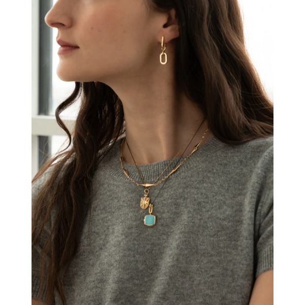 MONICA RICH KOSANN Turquoise Enamel Vermeil Cushion Locket 18K Yellow Gold over Sterling Silver.