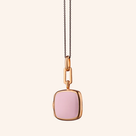 MONICA RICH KOSANN Pink Enamel Vermeil Cushion Locket 18K Rose Gold Over Sterling Silver.