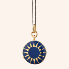 MONICA RICH KOSANN Blue Enamel Vermeil Round Locket