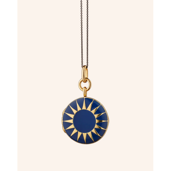 MONICA RICH KOSANN  Blue Enamel Vermeil Round Locket
