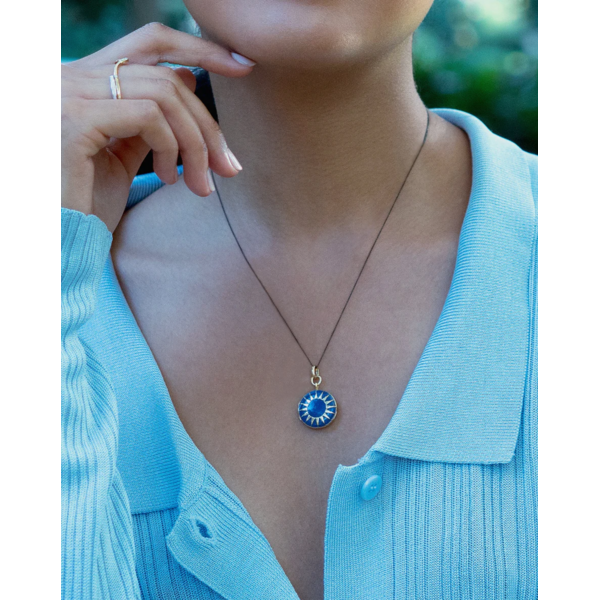 MONICA RICH KOSANN  Blue Enamel Vermeil Round Locket