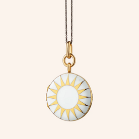 MONICA RICH KOSANN White Enamel and Vermeil Round Locket 18K Yellow Gold over Sterling Silver