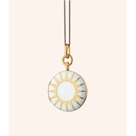 MONICA RICH KOSANN White Enamel and Vermeil Round Locket 18K Yellow Gold over Sterling Silver