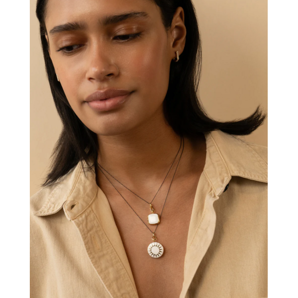MONICA RICH KOSANN White Enamel and Vermeil Round Locket 18K Yellow Gold over Sterling Silver