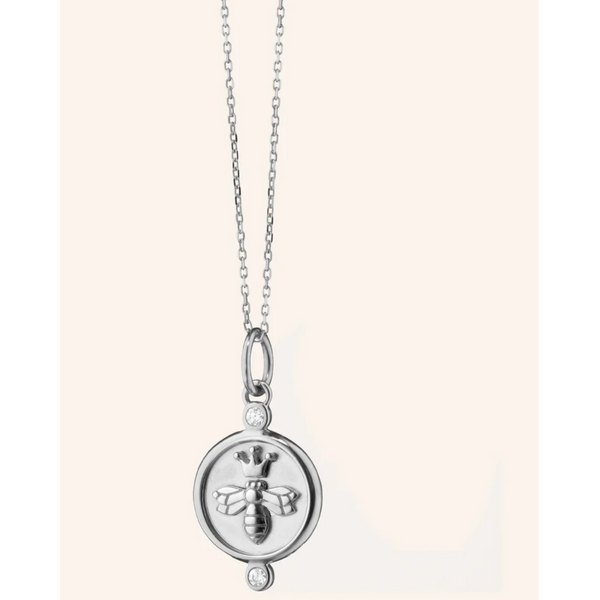 MONICA RICH KOSANN "Queen Bee" Sterling Silver Necklace with White Sapphires