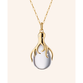 MONICA RICH KOSANN "Intuition" Octopus 18K Gold Necklace with Rock Crystal and Diamonds