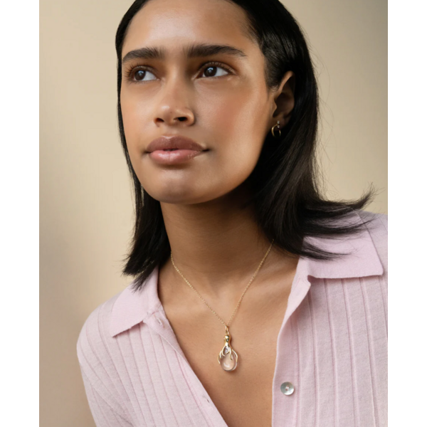 MONICA RICH KOSANN "Intuition" Octopus 18K Gold Necklace with Rock Crystal and Diamonds