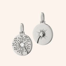 MONICA RICH KOSANN "Wish" Dandelion Intaglio Necklace with White Sapphire in Sterling Silver