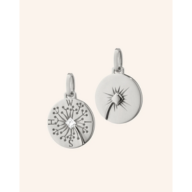 MONICA RICH KOSANN "Wish" Dandelion Intaglio Necklace with White Sapphire in Sterling Silver