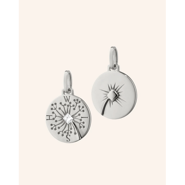 MONICA RICH KOSANN "Wish" Dandelion Intaglio Necklace with White Sapphire in Sterling Silver