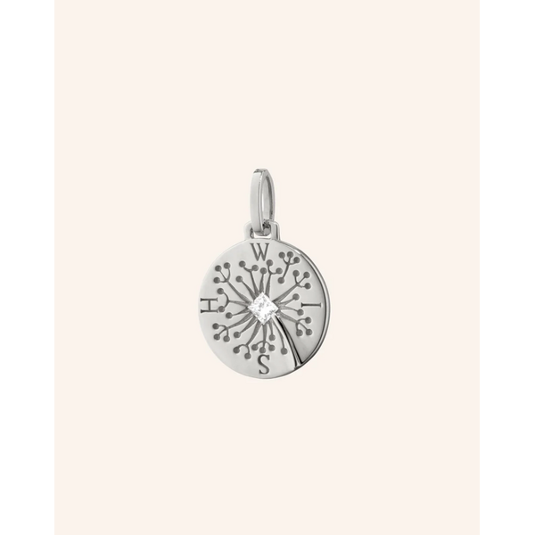 MONICA RICH KOSANN "Wish" Dandelion Intaglio Necklace with White Sapphire in Sterling Silver