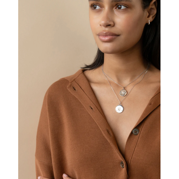 MONICA RICH KOSANN "Wish" Dandelion Intaglio Necklace with White Sapphire in Sterling Silver