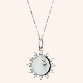 MONICA RICH KOSANN "Happiness" Sun Sterling Silver Necklace with White Sapphires in Sterling Silver