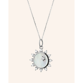 MONICA RICH KOSANN "Happiness" Sun Sterling Silver Necklace with White Sapphires in Sterling Silver