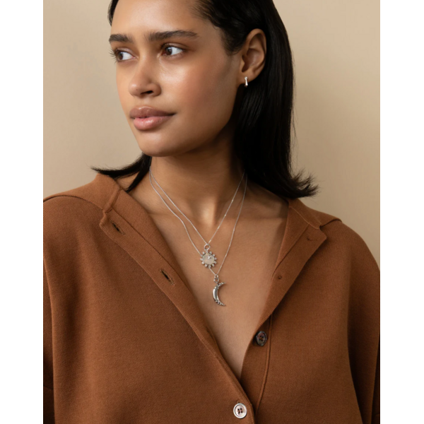 MONICA RICH KOSANN "Happiness" Sun Sterling Silver Necklace with White Sapphires in Sterling Silver