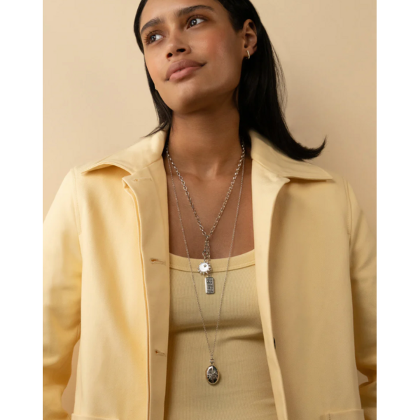 MONICA RICH KOSANN "Happiness" Sun Sterling Silver Necklace with White Sapphires in Sterling Silver