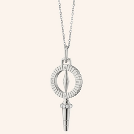 MONICA RICH KOSANN Mini "True North" Compass Key Necklace with White Sapphires in Sterling Silver