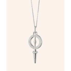 MONICA RICH KOSANN Mini "True North" Compass Key Necklace with White Sapphires in Sterling Silver