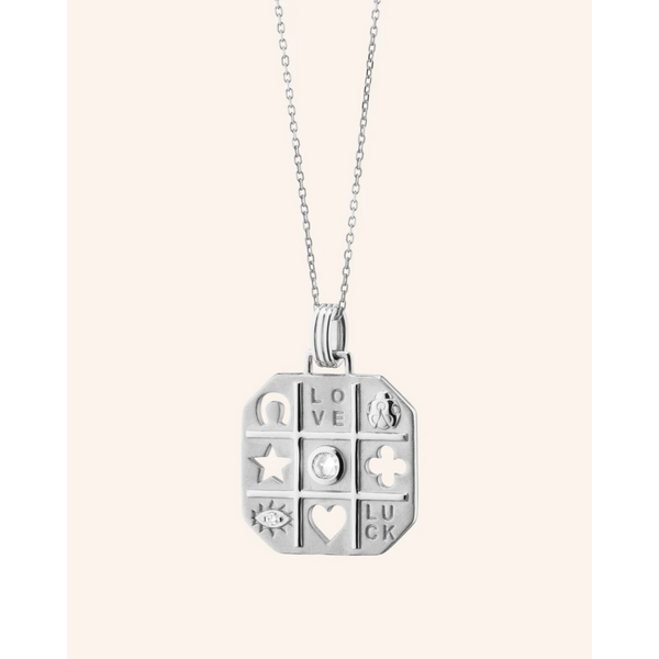 MONICA RICH KOSANN "Tokens of Luck" Necklace with Center Sapphire in Sterling Silver
