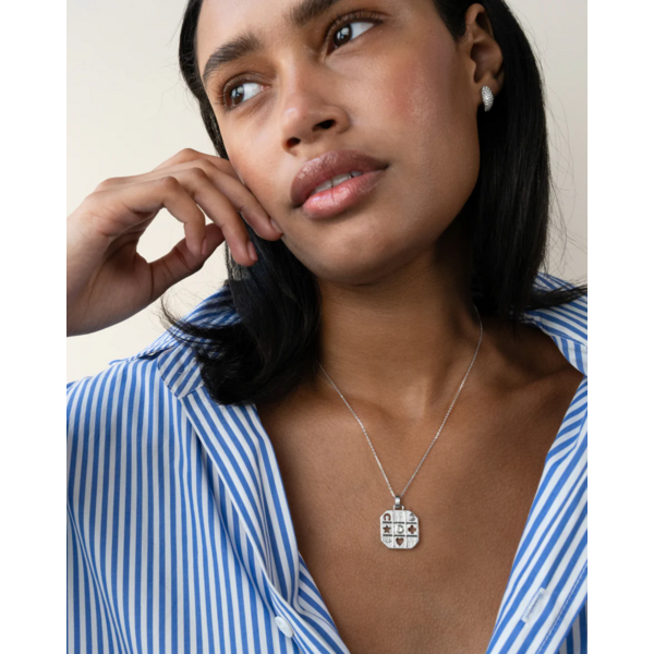 MONICA RICH KOSANN "Tokens of Luck" Necklace with Center Sapphire in Sterling Silver