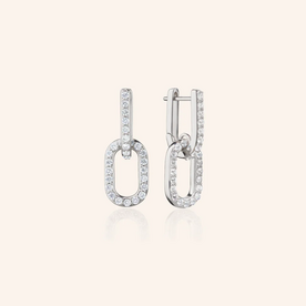 MONICA RICH KOSANN Sterling Silver Drop Hoop Earring with Pave White Sapphires
