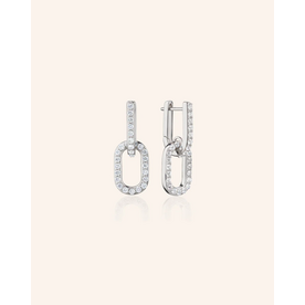MONICA RICH KOSANN Sterling Silver Drop Hoop Earring with Pave White Sapphires