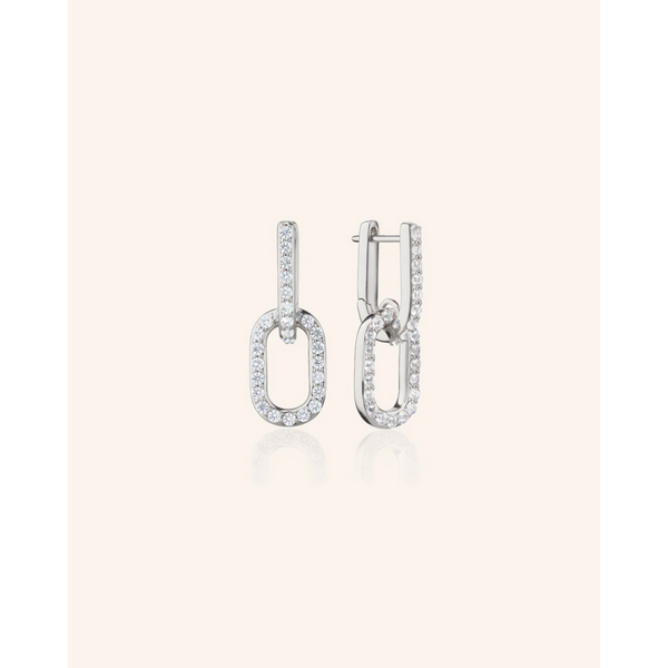 MONICA RICH KOSANN 45135 - SS Drop Hoop Earring with Pave White Sapphires