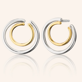 MONICA RICH KOSANN Two-Tone Large Double Galaxy Wrap Hoop Earrings in Sterling Silver and 18K Yellow Gold
