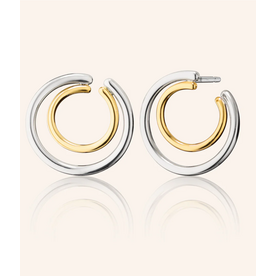 MONICA RICH KOSANN Two-Tone Large Double Galaxy Wrap Hoop Earrings in Sterling Silver and 18K Yellow Gold